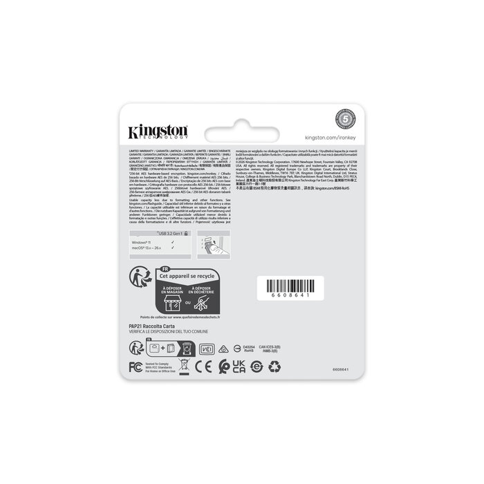Kingston Kingston Technology IronKey 64GB Locker Plus 50 G2, FIPS 197, AES-256