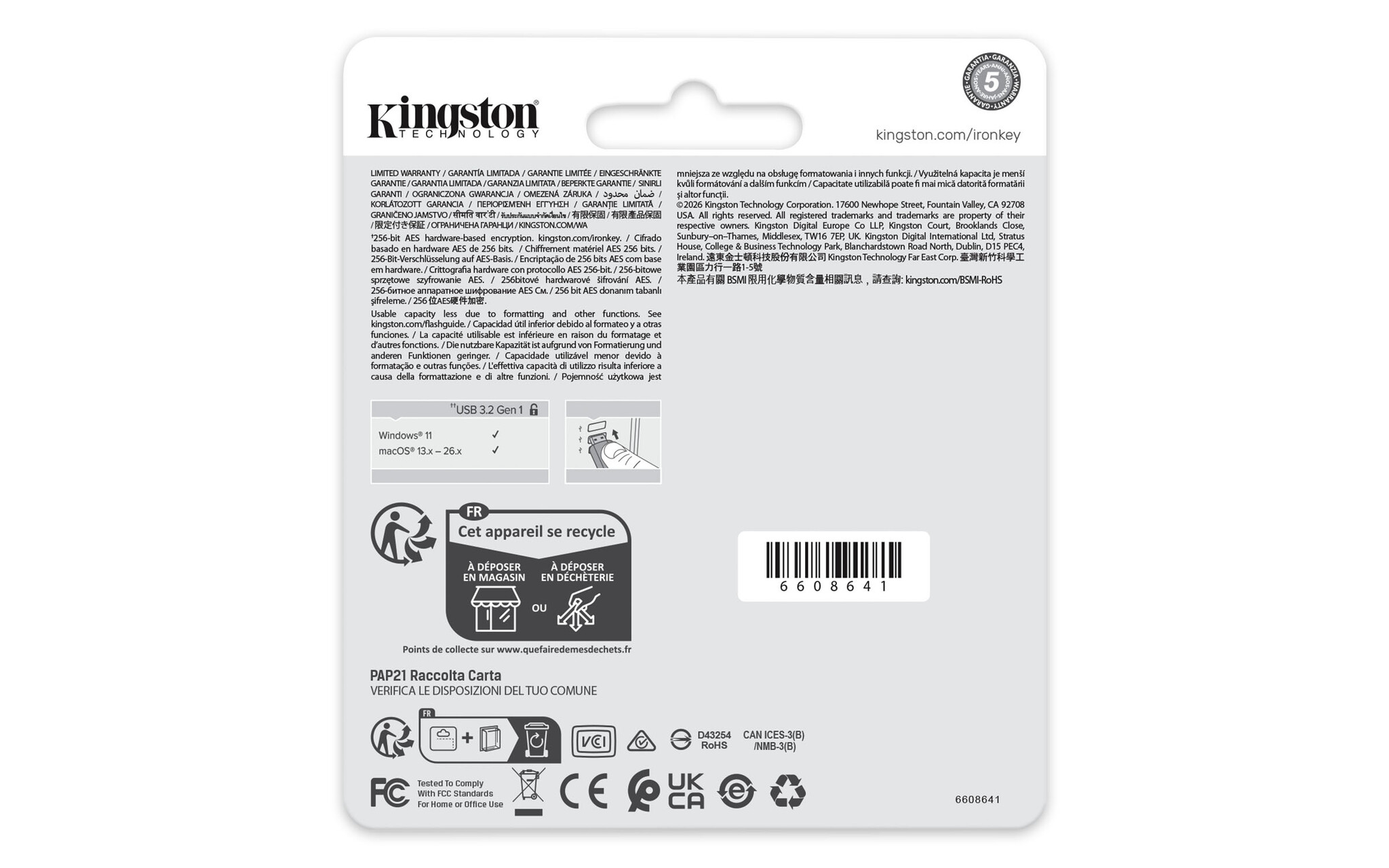 Kingston Kingston Technology IronKey 64GB Locker Plus 50 G2, FIPS 197, AES-256