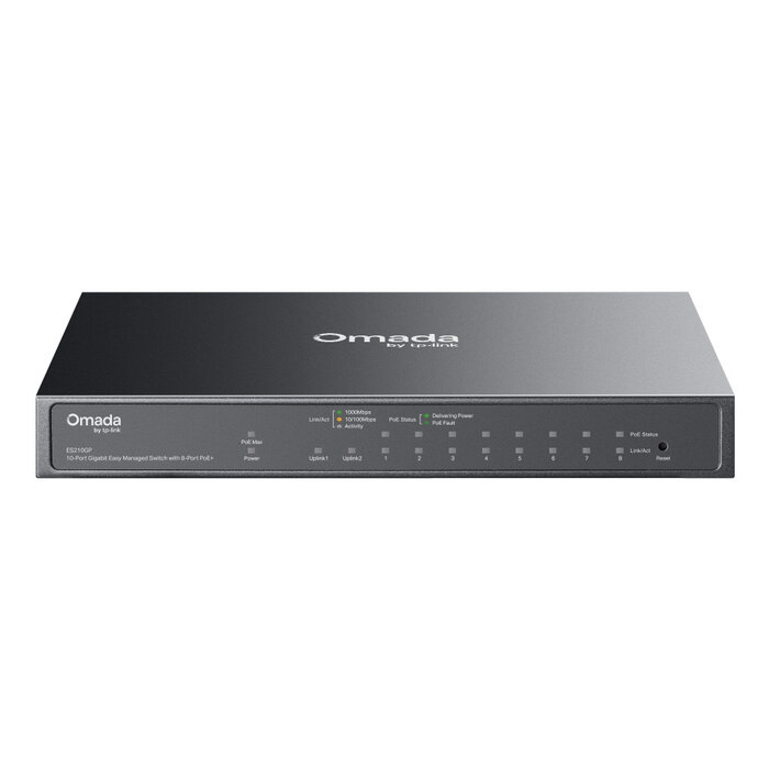 TP-Link TP-Link Omada ES210GP netwerk-switch Managed L2 Gigabit Ethernet (10/100/1000) Power over Ethernet (PoE) DIN-rail Zwart
