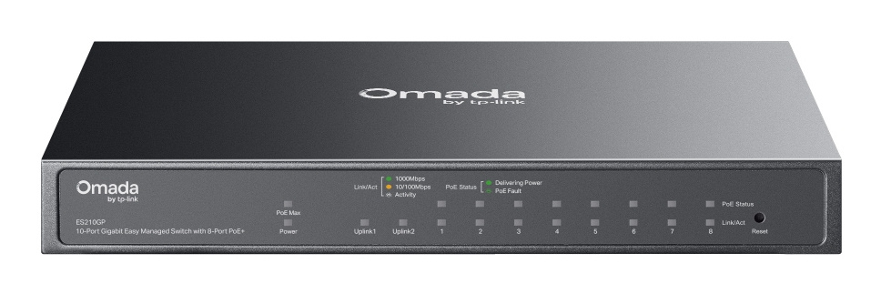 TP-Link TP-Link Omada ES210GP netwerk-switch Managed L2 Gigabit Ethernet (10/100/1000) Power over Ethernet (PoE) DIN-rail Zwart