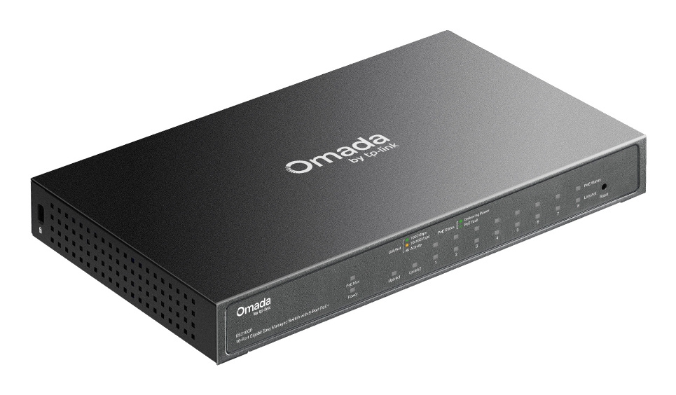 TP-Link TP-Link Omada ES210GP netwerk-switch Managed L2 Gigabit Ethernet (10/100/1000) Power over Ethernet (PoE) DIN-rail Zwart
