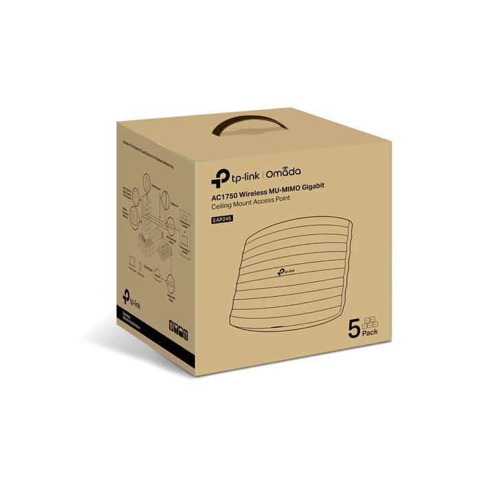 TP-Link TP-Link Omada EAP245(5-PACK) draadloos toegangspunt (WAP) 1750 Mbit/s Wit Power over Ethernet (PoE)