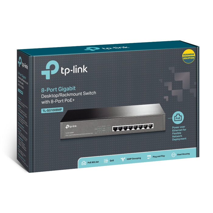 TP-Link TP-Link TL-SG1008MP Unmanaged Gigabit Ethernet (10/100/1000) Power over Ethernet (PoE) 1U Zwart