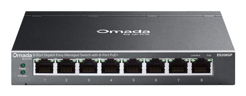 TP-Link TP-Link Omada ES208GP netwerk-switch Managed L2 Gigabit Ethernet (10/100/1000) Power over Ethernet (PoE) DIN-rail Zwart