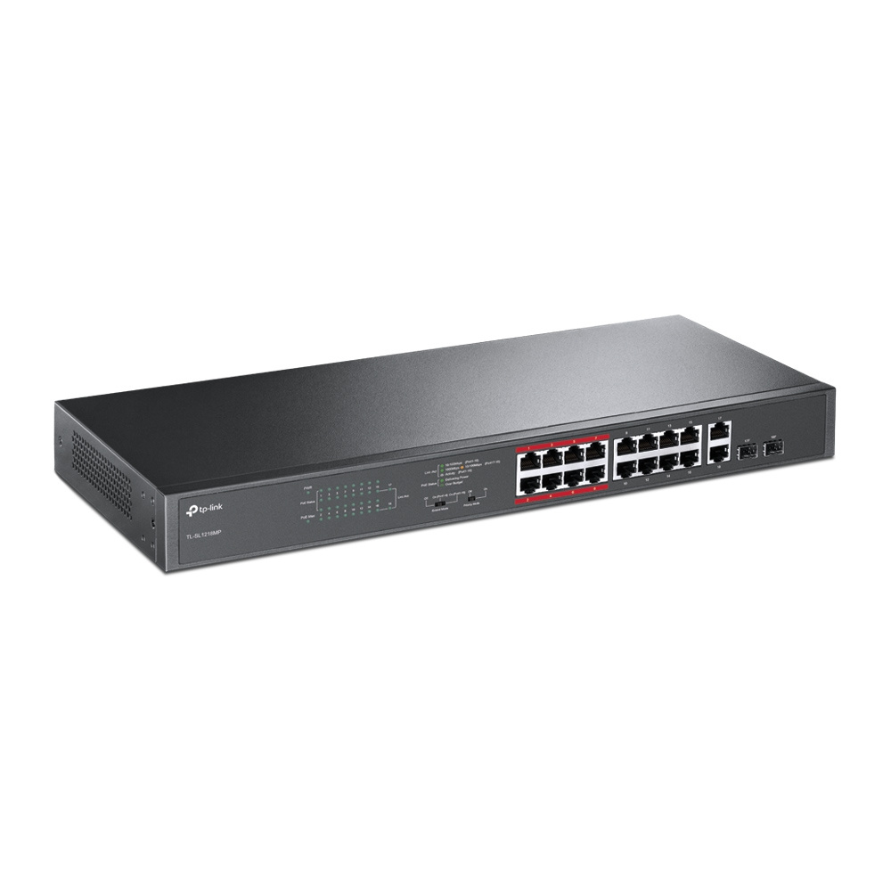TP-Link TP-Link TL-SL1218MP netwerk-switch Unmanaged Fast Ethernet (10/100) Power over Ethernet (PoE) Zwart