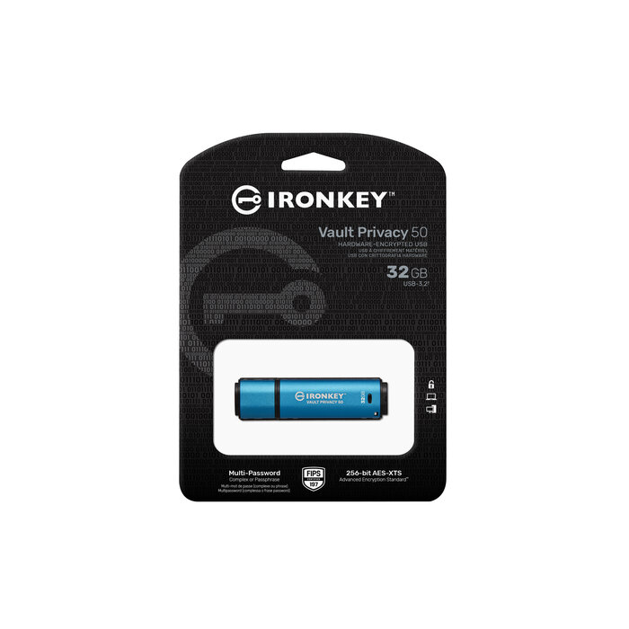 Kingston Kingston Technology IronKey 32GB Vault Privacy 50 AES-256 versleuteling, FIPS 197