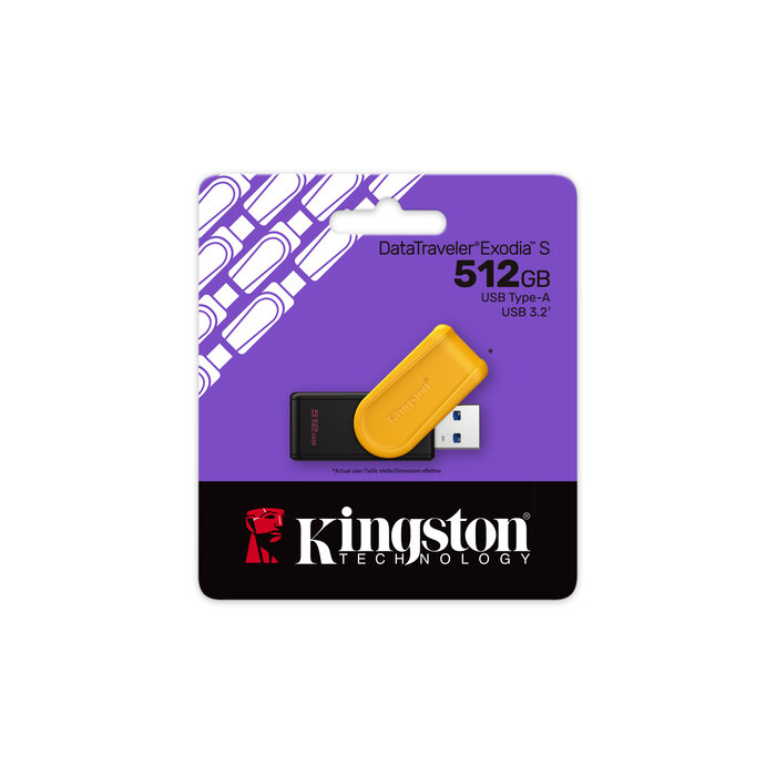 Kingston Kingston Technology DataTraveler 512GB Portable USB 3.2 Gen 1 Exodia S (Black/Yellow)