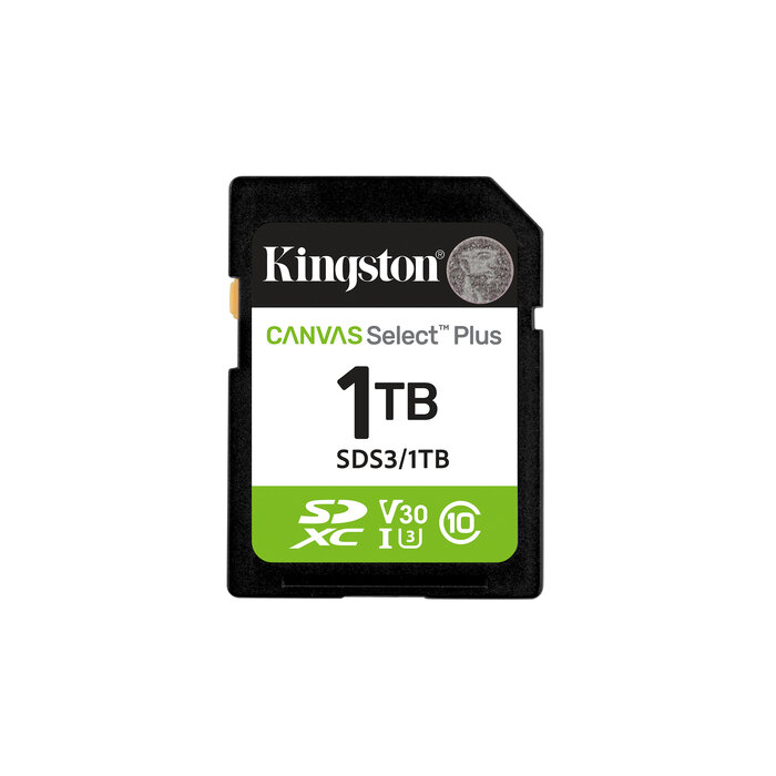 Kingston Kingston Technology 1TB SDXC Canvas Select Plus Gen3 150MB/s C10 UHS-I U3 V30