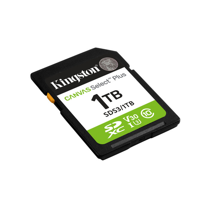 Kingston Kingston Technology 1TB SDXC Canvas Select Plus Gen3 150MB/s C10 UHS-I U3 V30