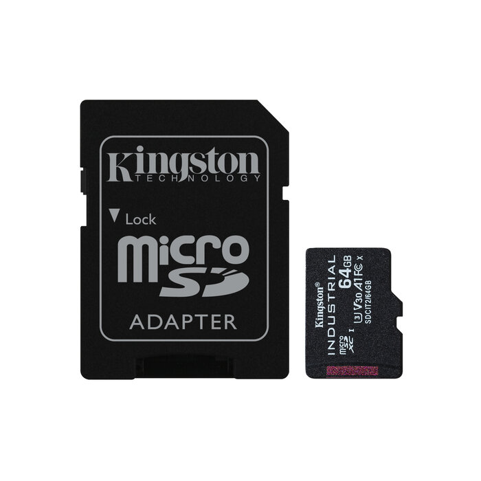 Kingston Kingston Technology 64GB microSDXC Industrial C10 A1 pSLC-kaart + SD-adapter