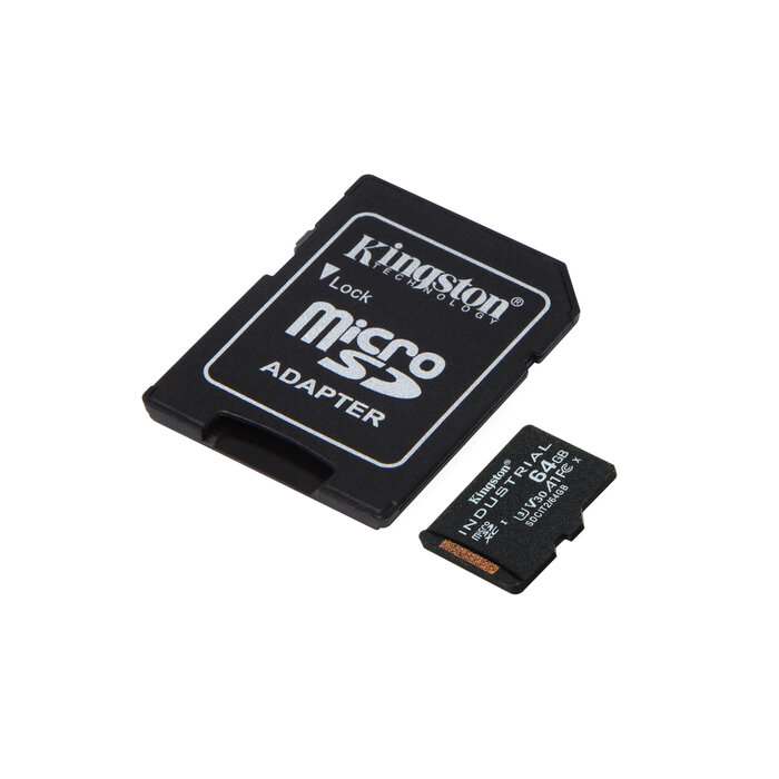 Kingston Kingston Technology 64GB microSDXC Industrial C10 A1 pSLC-kaart + SD-adapter