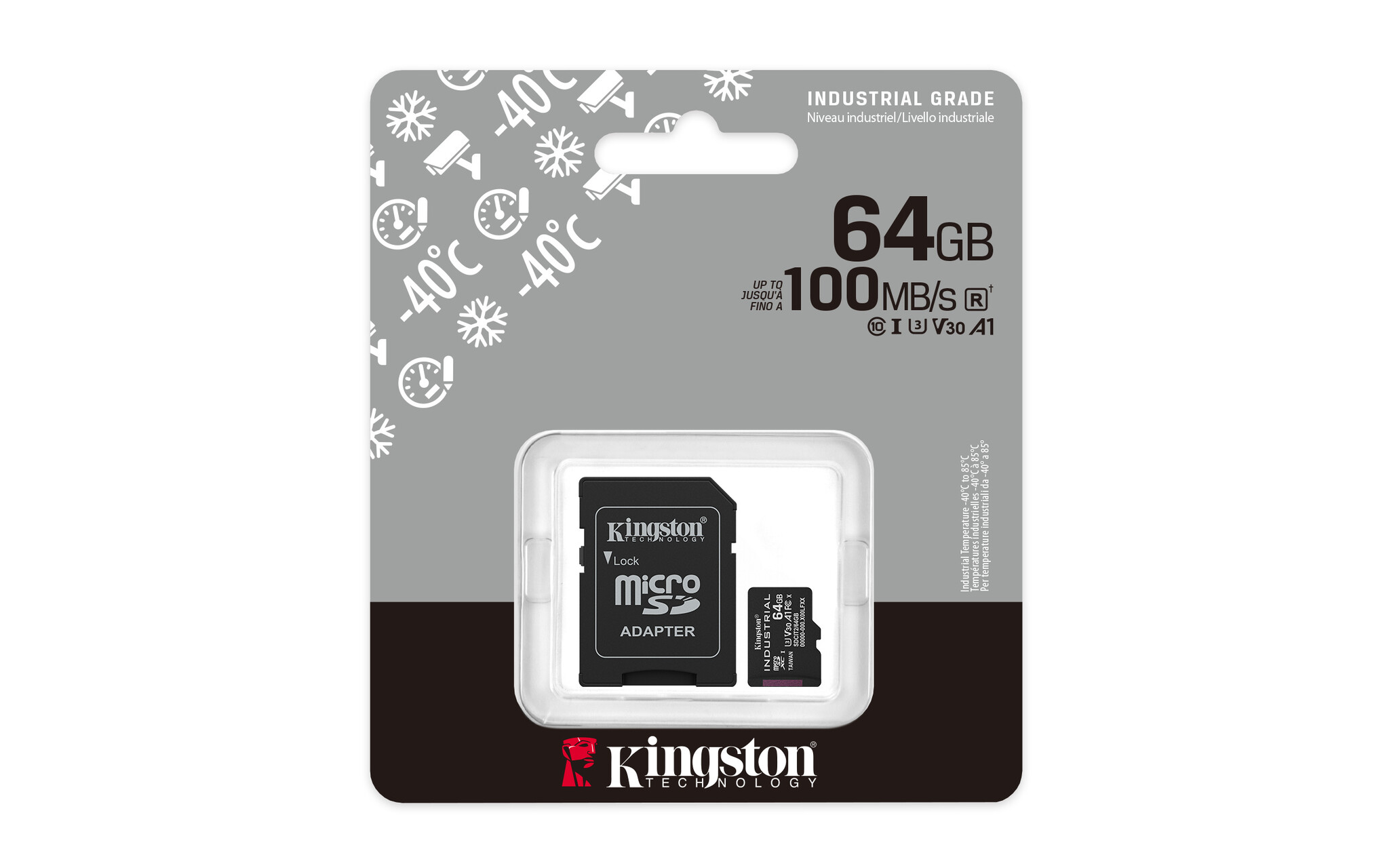 Kingston Kingston Technology 64GB microSDXC Industrial C10 A1 pSLC-kaart + SD-adapter