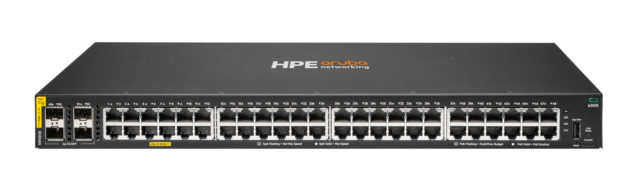 HP Enterprise HPE Aruba Networking CX 6000 Managed L2/L3 Gigabit Ethernet (10/100/1000) Power over Ethernet (PoE) 1U Zwart