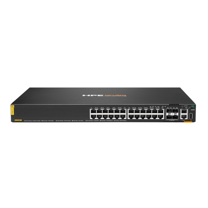 HP Enterprise HPE Aruba Networking CX 6200F 24G Class-4 PoE 4SFP+ 370W Switch Managed L3 Gigabit Ethernet (10/100/1000) Power over Ethernet (PoE) 1U