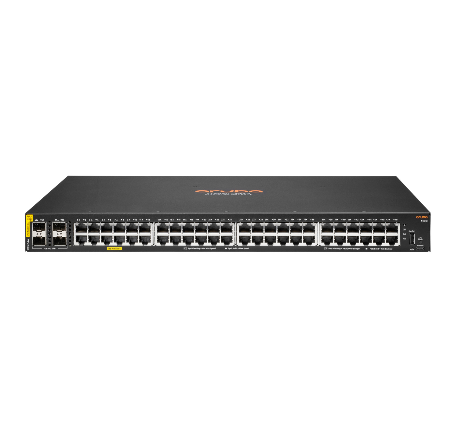 HP Enterprise HPE Aruba Networking CX 6100 48G Class4 PoE 4SFP+ 740W Managed L3 Gigabit Ethernet (10/100/1000) Power over Ethernet (PoE) 1U
