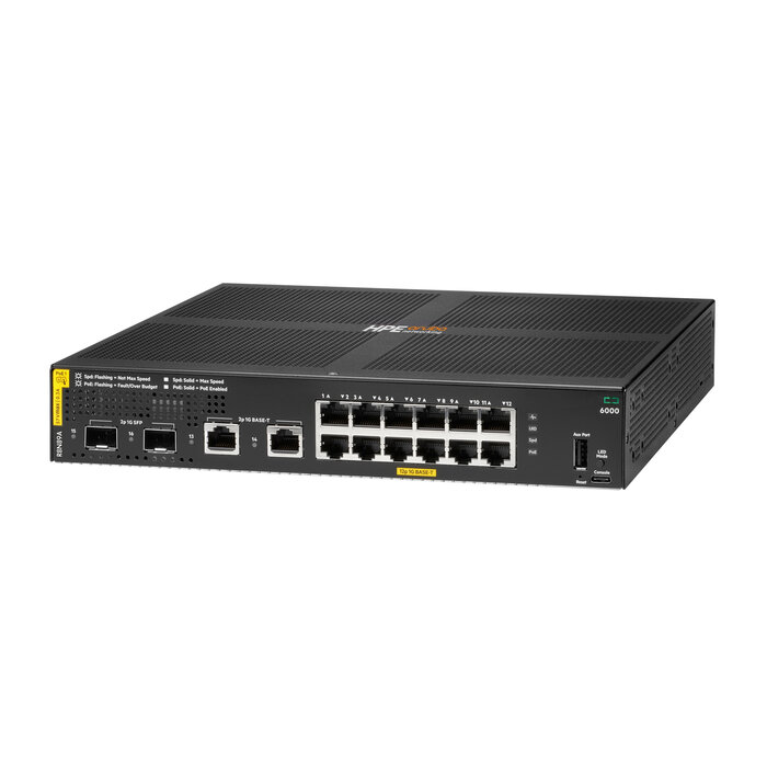 HP Enterprise HPE Aruba Networking CX 6000 12G Class4 PoE 2G/2SFP 139W Switch Managed L3 Gigabit Ethernet (10/100/1000) Power over Ethernet (PoE) 1U