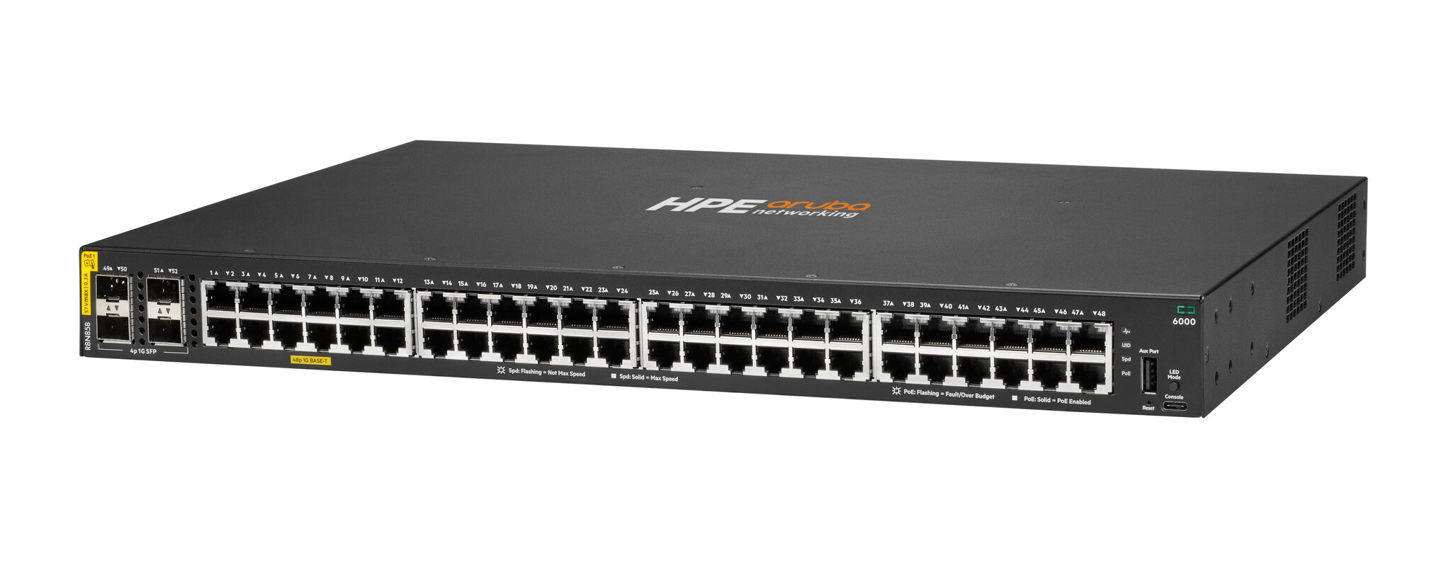 HP Enterprise HPE Aruba Networking CX 6000 Managed L2/L3 Gigabit Ethernet (10/100/1000) Power over Ethernet (PoE) 1U Zwart