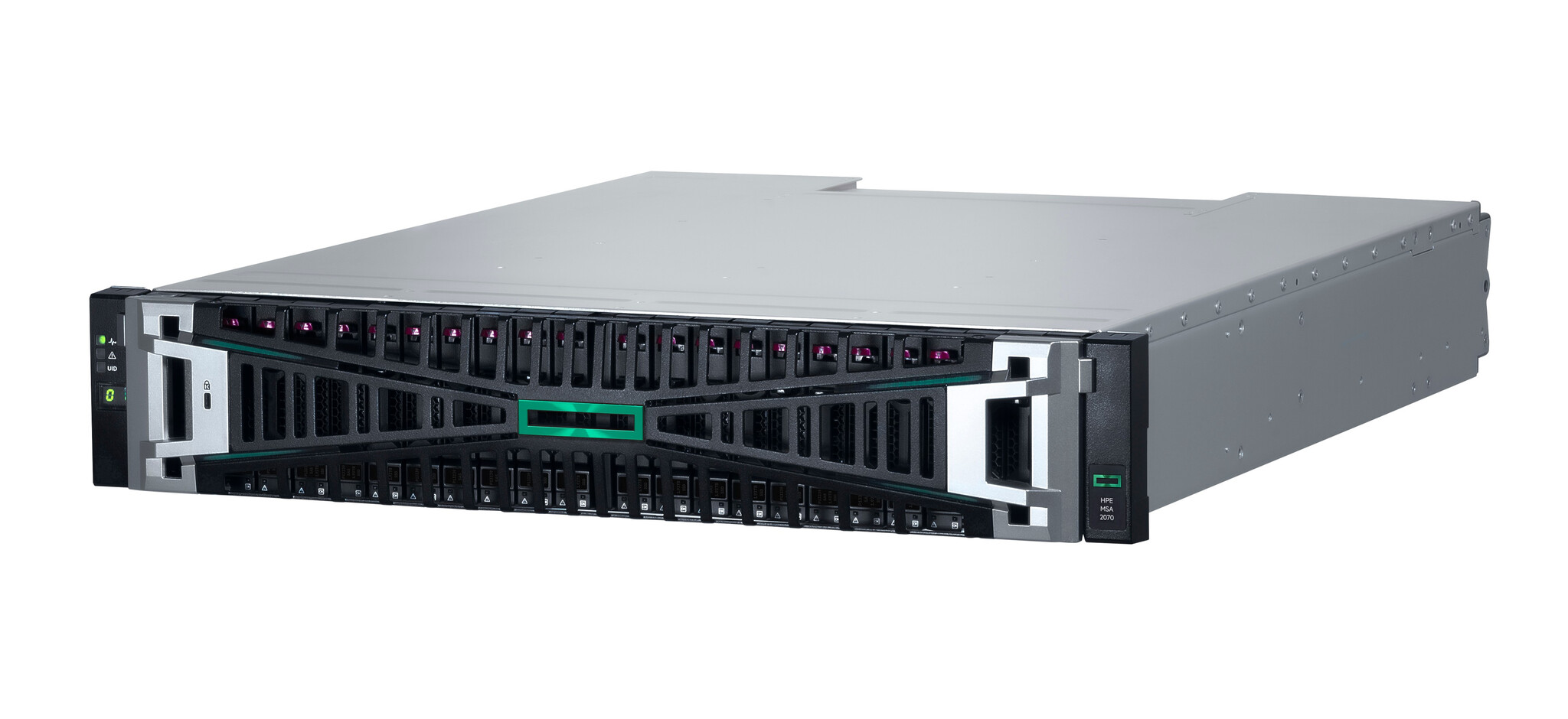 HP Enterprise HPE MSA 2070 SFF 2x16Gb FC 4-port Controller 12x1.92TB SSD 4x16Gb SFP FC XCVR 23TB Storage Array disk array Rack (2U)