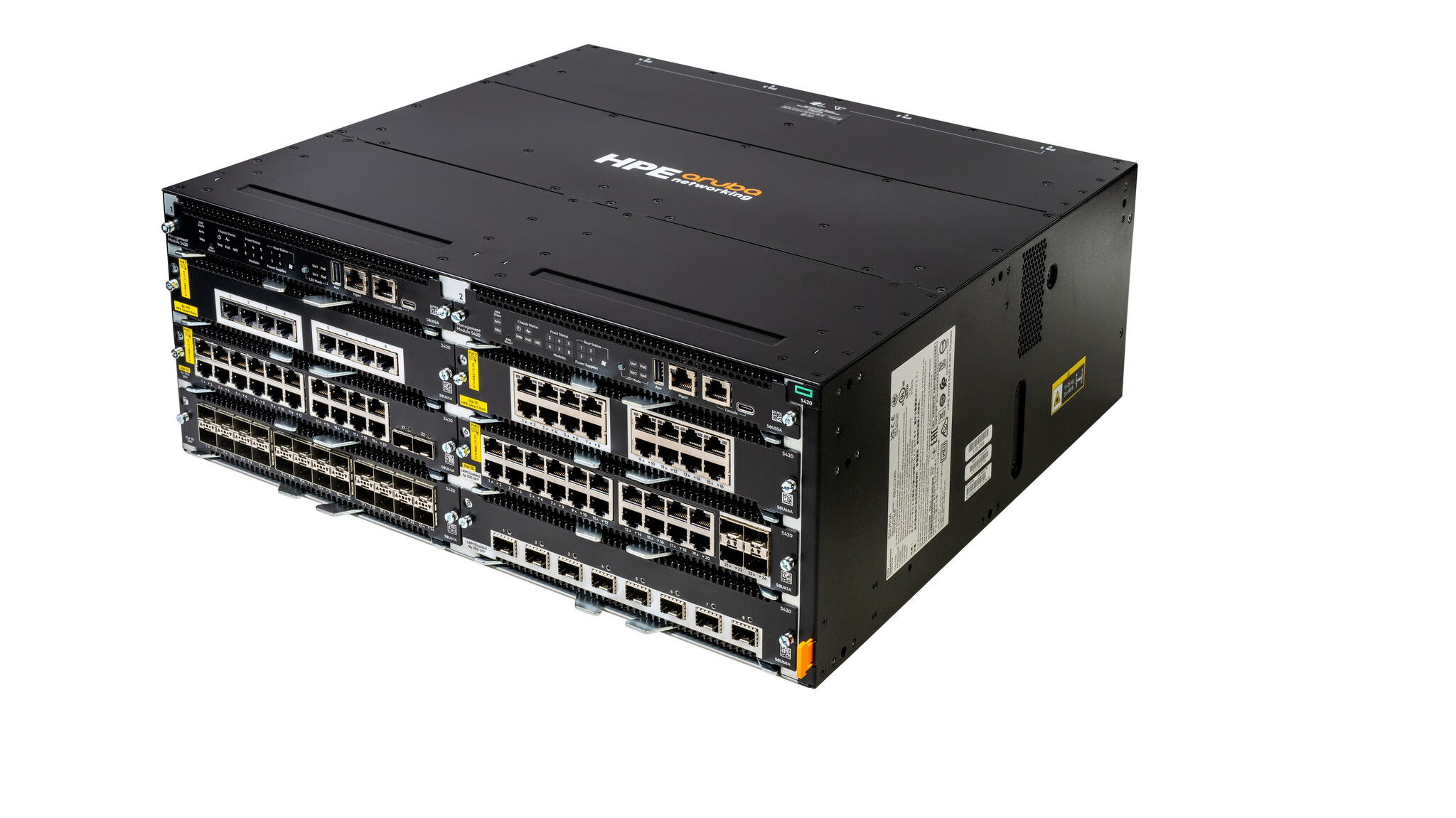 HP Enterprise HPE Aruba Networking CX 5420 6-slot Switch Managed L3 Power over Ethernet (PoE) 4U Zwart
