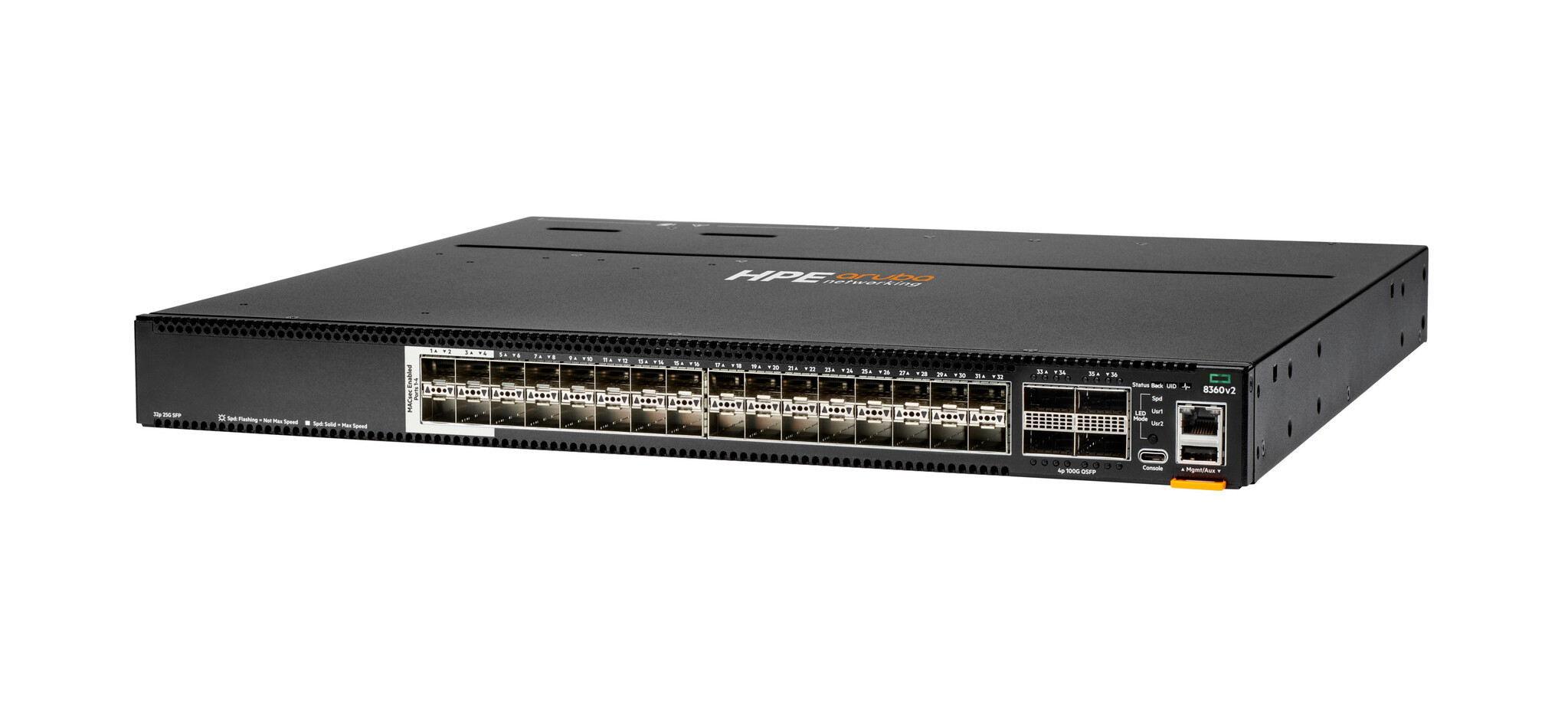 HP Enterprise HPE Aruba Networking CX 8360-32Y4C v2 32p 25G SFP/+/28 4 Sec 4p 100G QSFP+/28 BF 3 Fans 2 AC Bdl Managed L3 1U