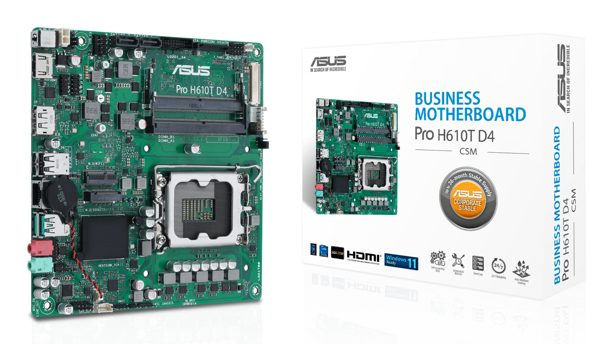 Asus ASUS Pro H610T D4-CSM Intel H610 LGA 1700 Thin Mini ITX
