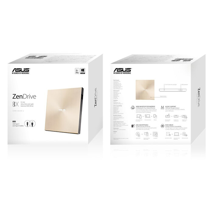 Asus ASUS ZenDrive U9M optisch schijfstation DVD±RW Goud