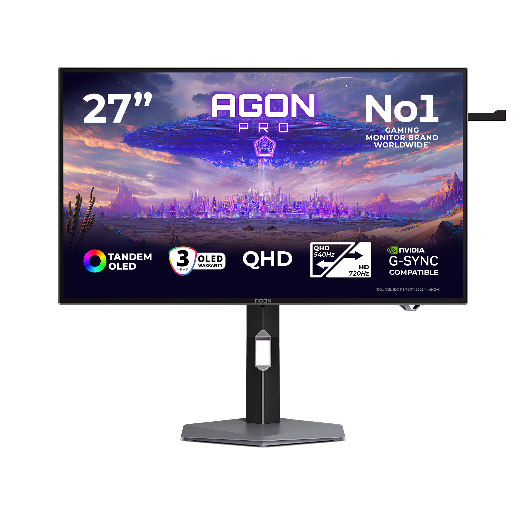 AOC AOC AGON PRO AGP277QKDC computer monitor 67,3 cm (26.5") 2560 x 1440 Pixels Quad HD OLED Grijs