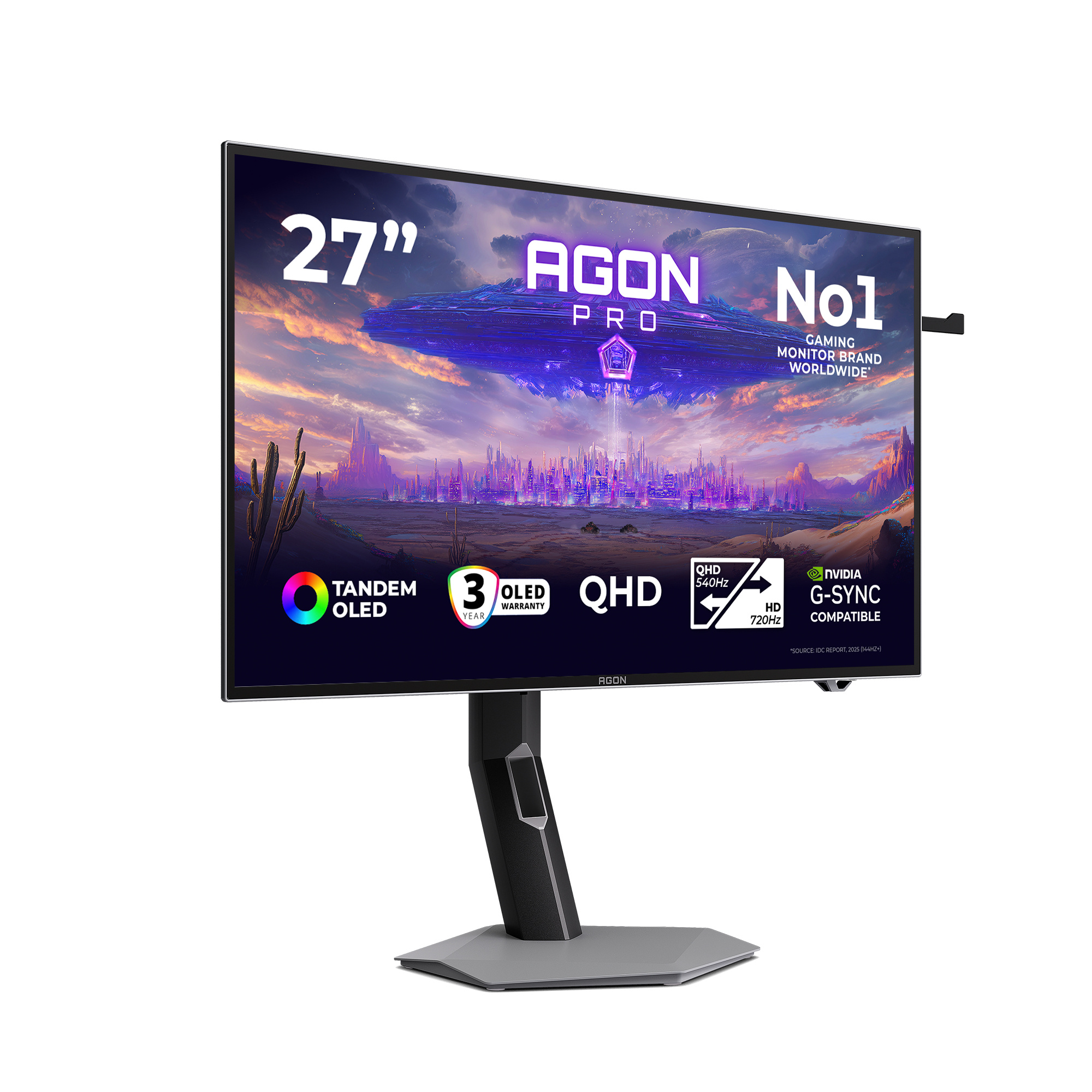 AOC AOC AGON PRO AGP277QKDC computer monitor 67,3 cm (26.5") 2560 x 1440 Pixels Quad HD OLED Grijs