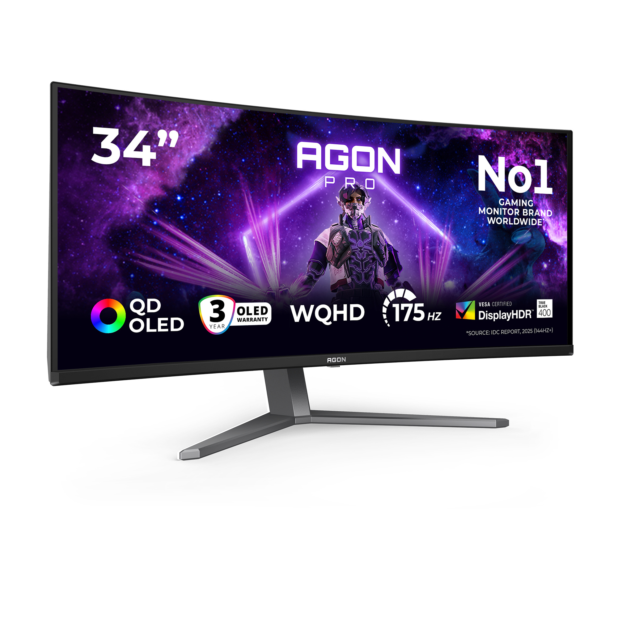 AOC AOC AGON PRO AG346UCDAM computer monitor 86,4 cm (34") 3440 x 1440 Pixels Wide Quad HD QD-OLED Zwart, Grijs