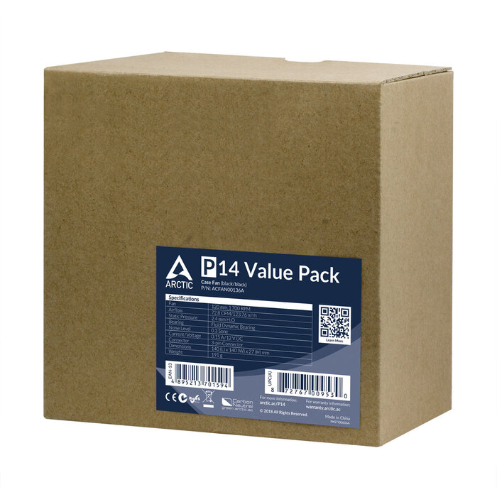 Arctic ARCTIC P14 Value Pack Computer behuizing Ventilator 14 cm Zwart