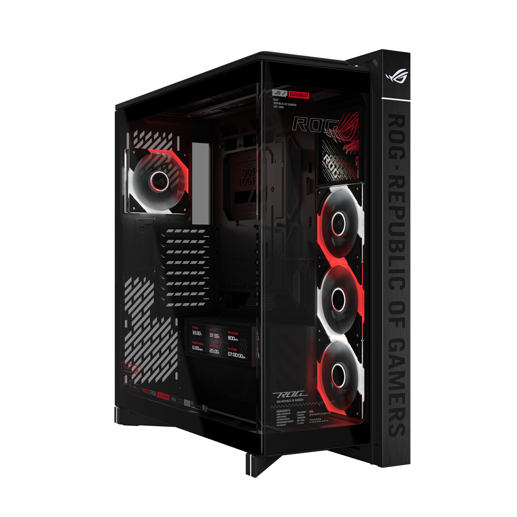 Asus ASUS ROG CRONOX GR801 CURVE TG ARGB BLACK Midi Tower Zwart