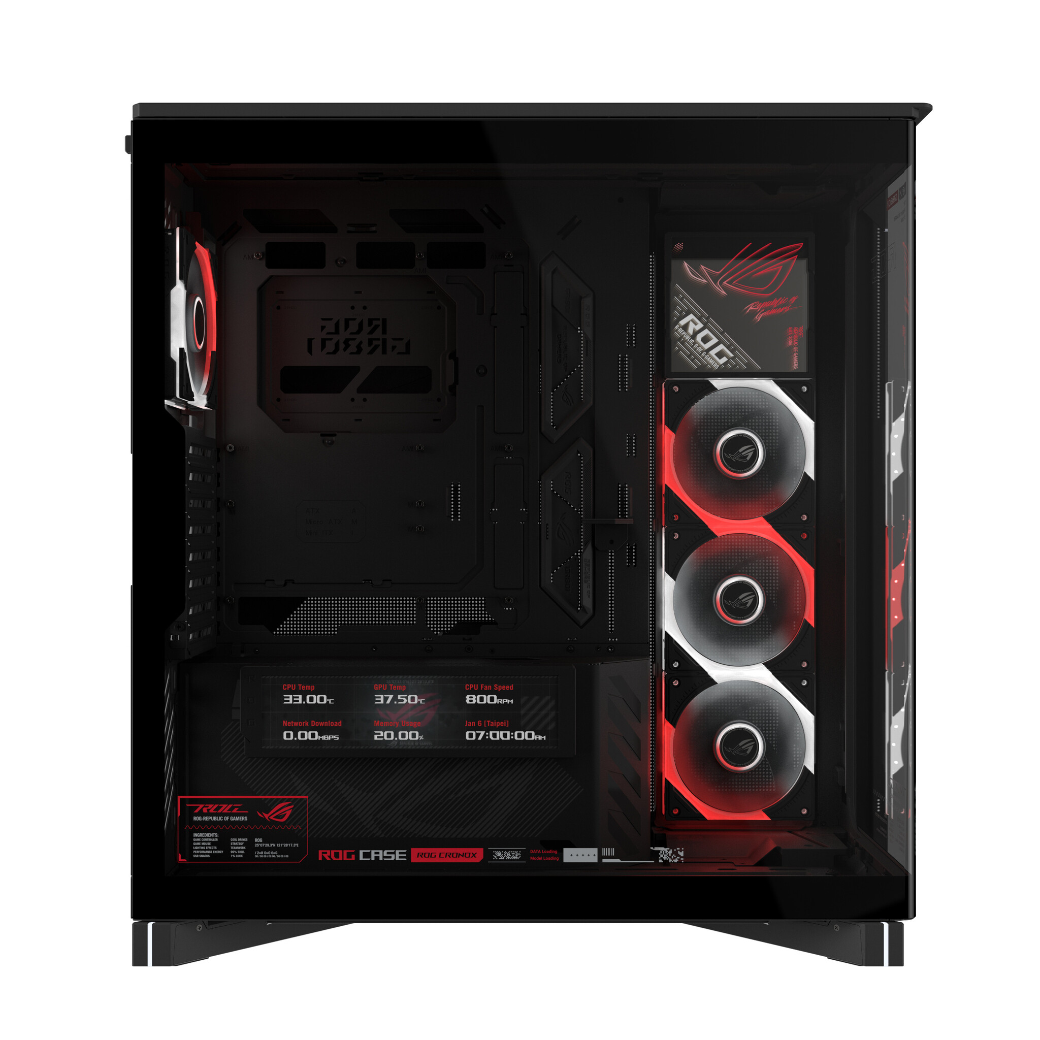 Asus ASUS ROG CRONOX GR801 CURVE TG ARGB BLACK Midi Tower Zwart