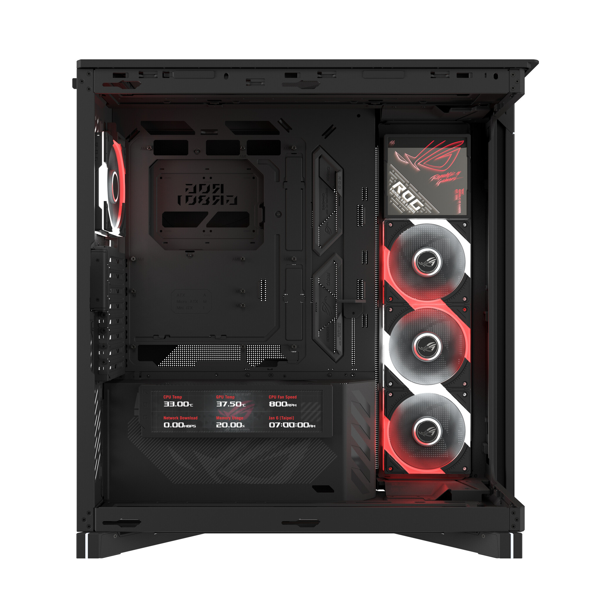 Asus ASUS ROG CRONOX GR801 CURVE TG ARGB BLACK Midi Tower Zwart