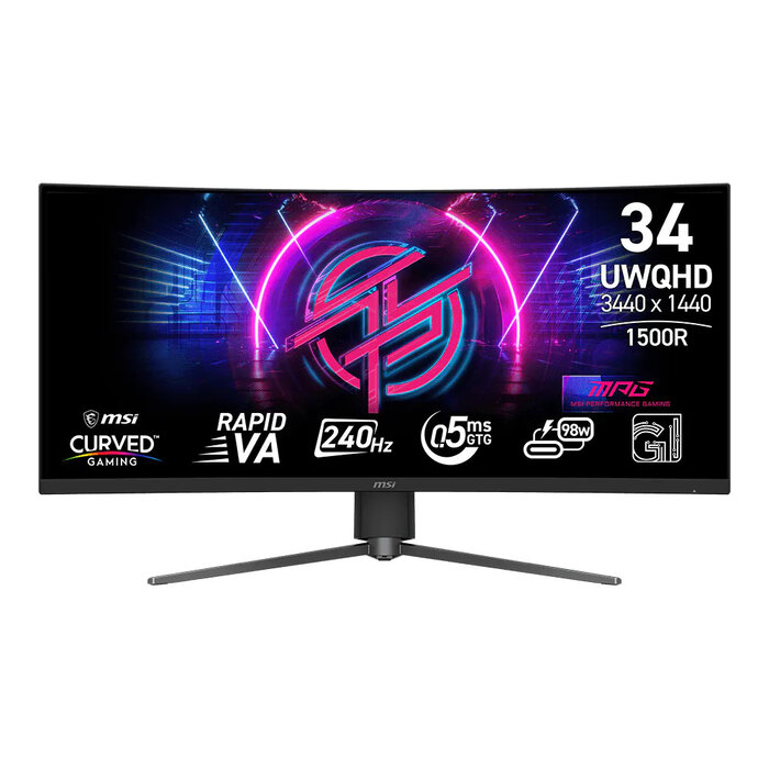 MSI MSI MPG 346CQRFDE X24 computer monitor 86,4 cm (34") 3444 x 1440 Pixels UltraWide Quad HD LED Zwart
