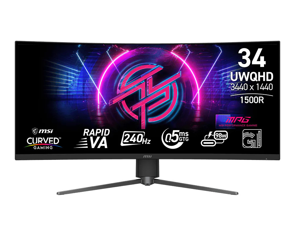 MSI MSI MPG 346CQRFDE X24 computer monitor 86,4 cm (34") 3444 x 1440 Pixels UltraWide Quad HD LED Zwart
