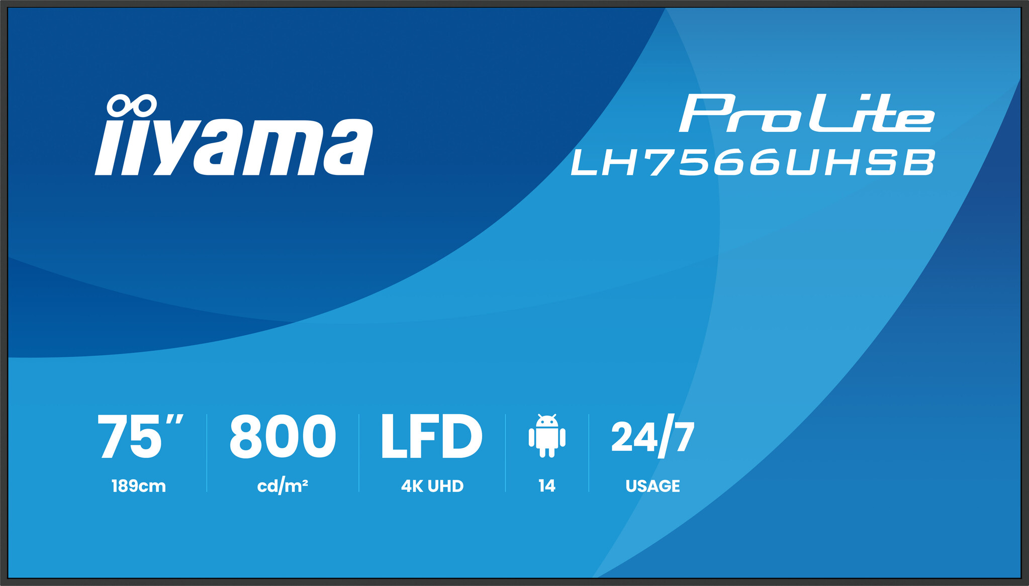 iiyama iiyama LH7566UHSB-B1AG beeldkrant Digitale signage flatscreen 190,5 cm (75") LCD Wifi 800 cd/m² 4K Ultra HD Zwart Type processor Android 24/7