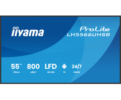 iiyama iiyama LH5566UHSB-B1AG beeldkrant Digitale signage flatscreen 139,7 cm (55") LCD Wifi 800 cd/m² 4K Ultra HD Zwart Type processor Android 24/7