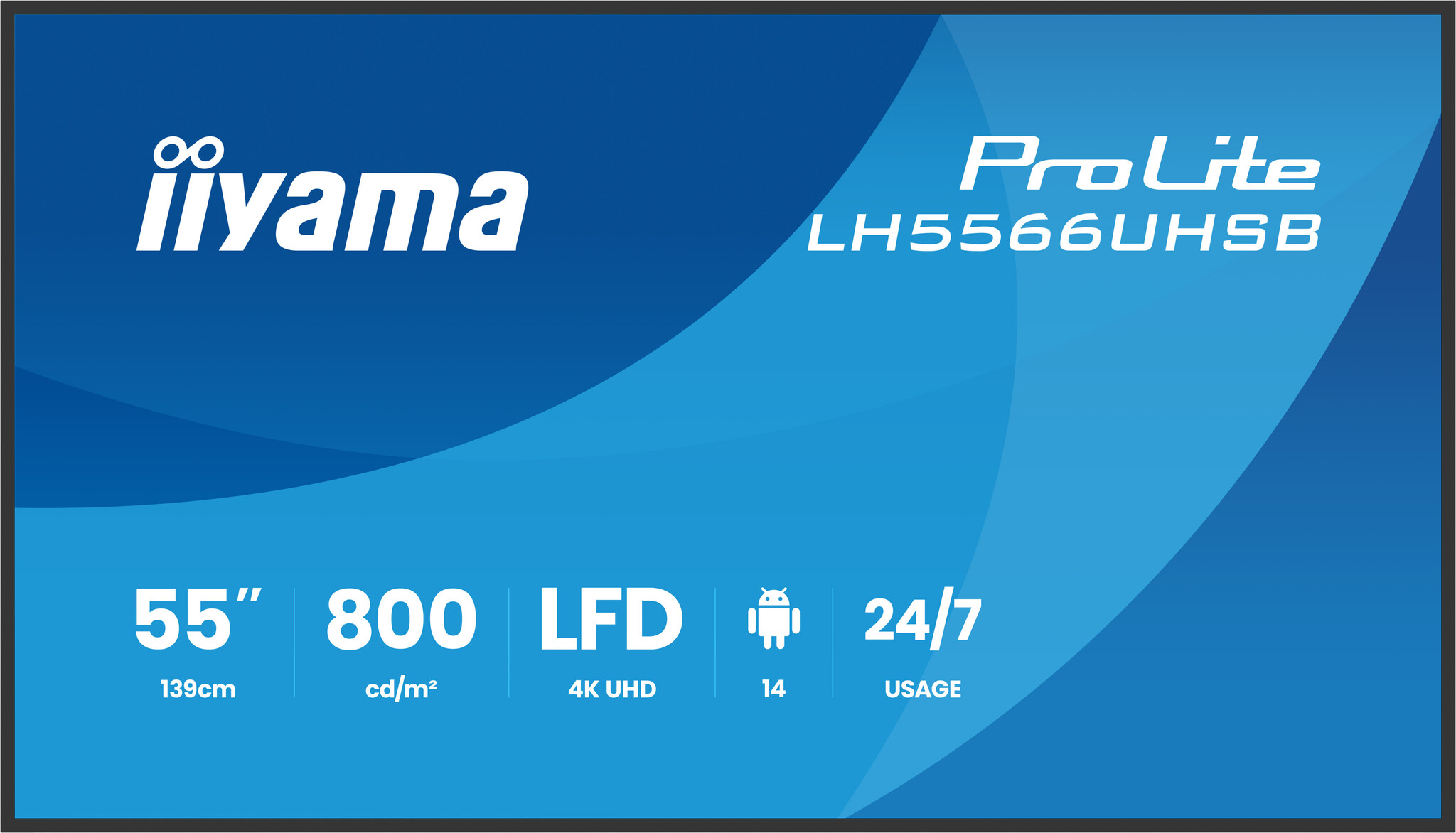 iiyama iiyama LH5566UHSB-B1AG beeldkrant Digitale signage flatscreen 139,7 cm (55") LCD Wifi 800 cd/m² 4K Ultra HD Zwart Type processor Android 24/7