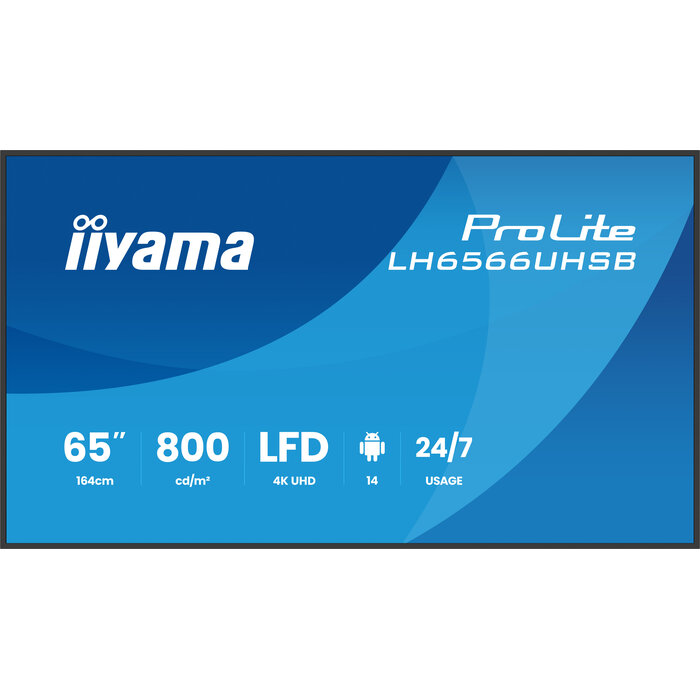 iiyama iiyama LH6566UHSB-B1AG beeldkrant Digitale signage flatscreen 165,1 cm (65") LCD Wifi 800 cd/m² 4K Ultra HD Zwart Type processor Android 24/7