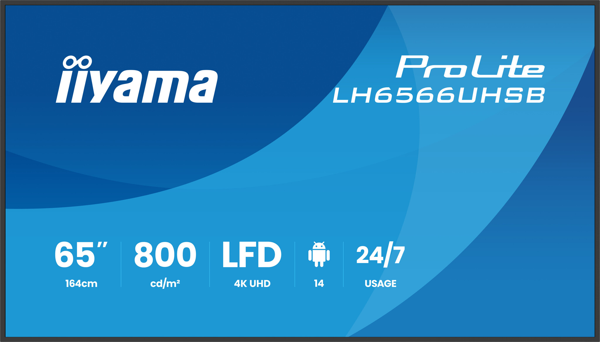 iiyama iiyama LH6566UHSB-B1AG beeldkrant Digitale signage flatscreen 165,1 cm (65") LCD Wifi 800 cd/m² 4K Ultra HD Zwart Type processor Android 24/7