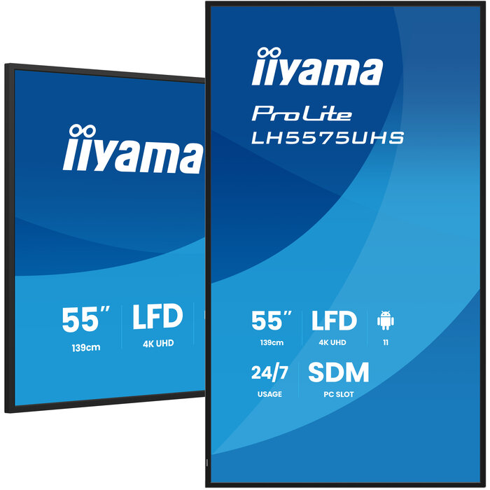 iiyama iiyama LH5575UHS-B2AG beeldkrant Digitale signage flatscreen 138,7 cm (54.6") LCD Wifi 500 cd/m² 4K Ultra HD Zwart Type processor Android 11 24/7