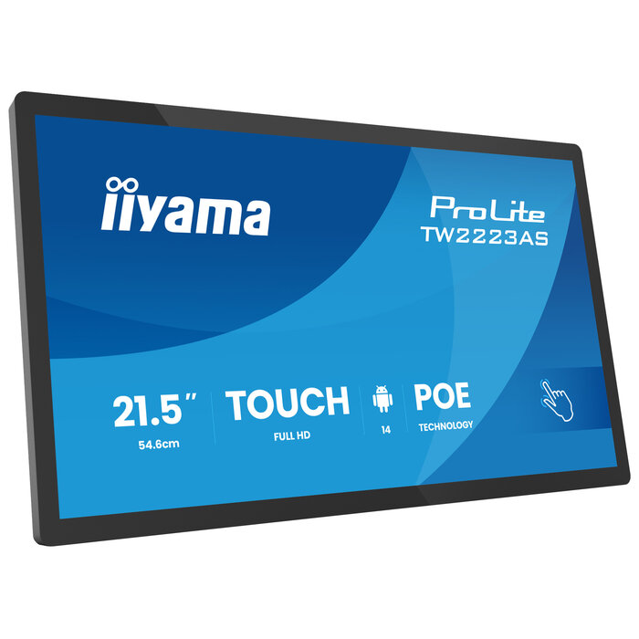 iiyama iiyama TW2223AS-B3P beeldkrant Interactief flatscreen 54,6 cm (21.5") Wifi 450 cd/m² Full HD Zwart Touchscreen Type processor Android 24/7