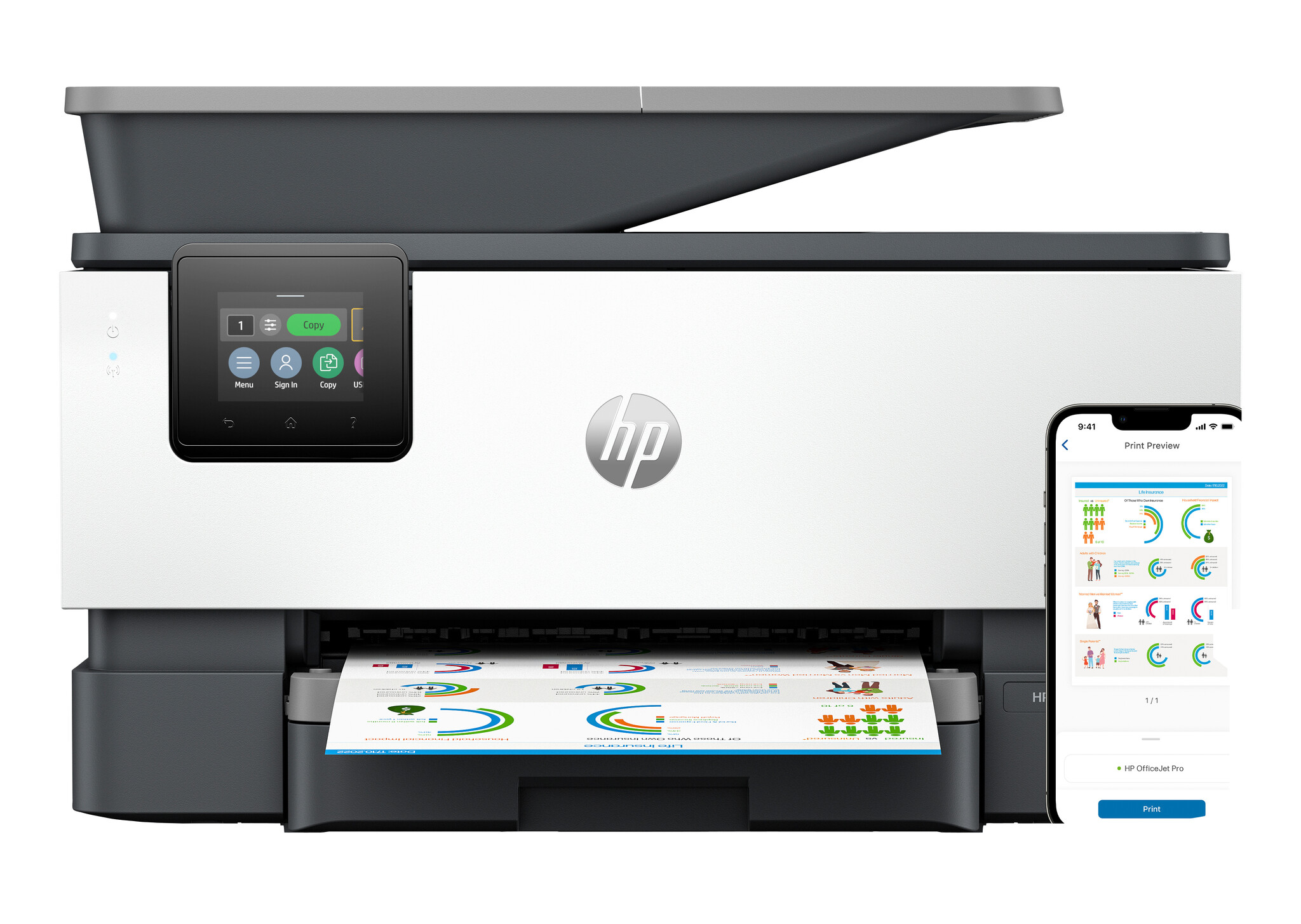 Hewlett & Packard INC. HP OfficeJet Pro 9120b Draadloos All-in-One Kleur Printer, Dubbelzijdig printen; Kopieerapparaat, Scanner