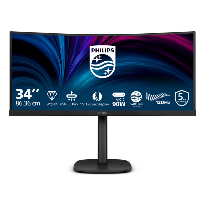 Philips Philips 3000 series 34B2U3600C/00 computer monitor 86,4 cm (34") 3440 x 1440 Pixels Wide Quad HD LCD Zwart