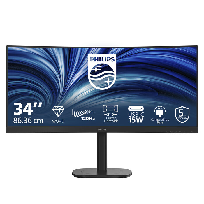 Philips Philips 34B2N3500C/00 computer monitor 86,4 cm (34") 3440 x 1440 Pixels Wide Quad HD LCD Zwart
