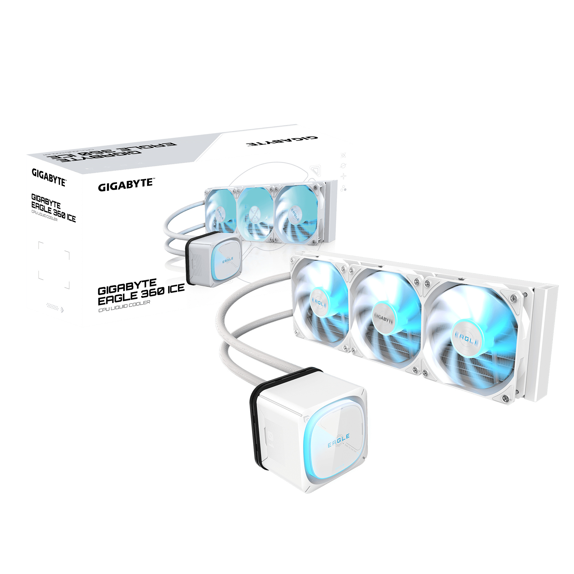 Gigabyte GIGABYTE EAGLE 360 ICE Processor Alles-in-één vloeistofkoeler 12 cm Wit 4 stuk(s)