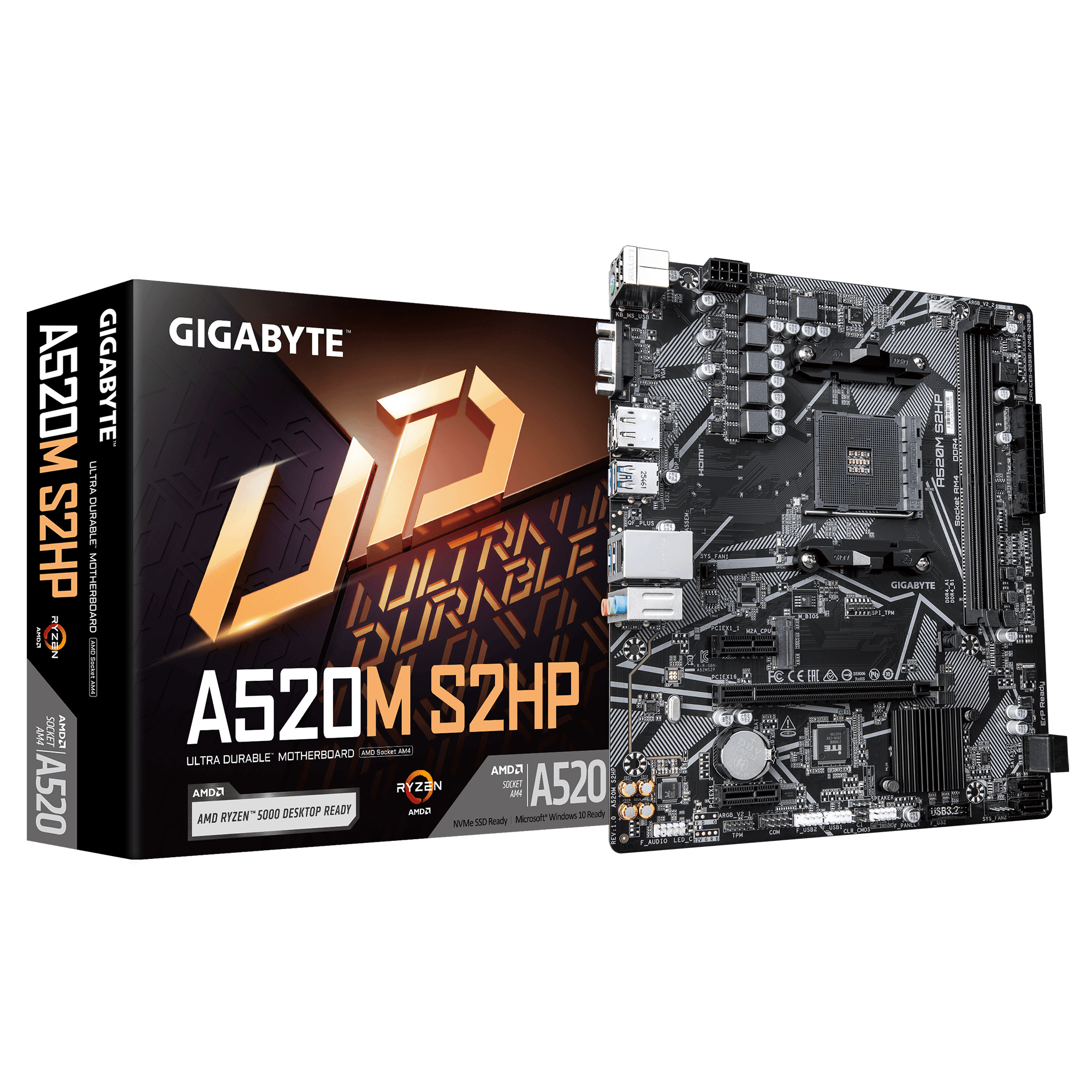 Gigabyte GIGABYTE A520M S2HP moederbord AMD A520 Socket AM4 micro ATX