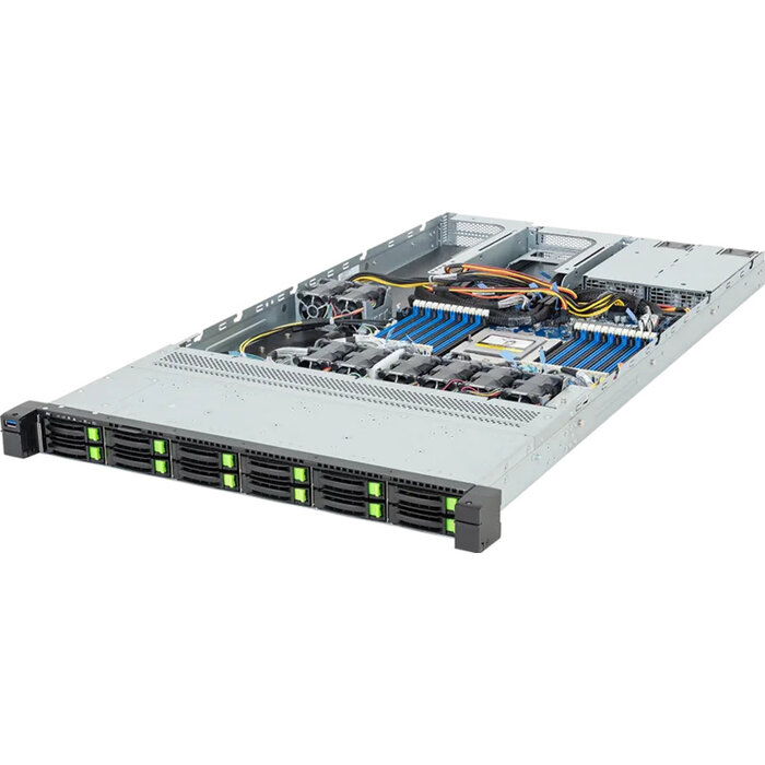 Gigabyte GIGABYTE R163-ZG2-AAJ2 Rev. 3.x AMD SoC Socket SP5 Rack (1U) Zwart, Staal