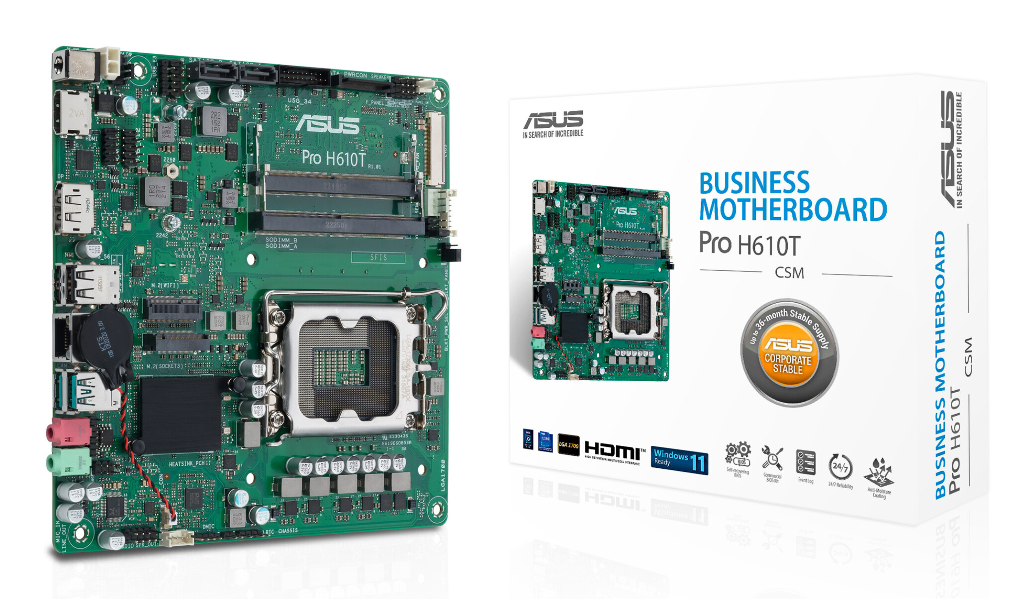 Asus ASUS PRO H610T-CSM Intel H610 LGA 1700 Thin Mini ITX