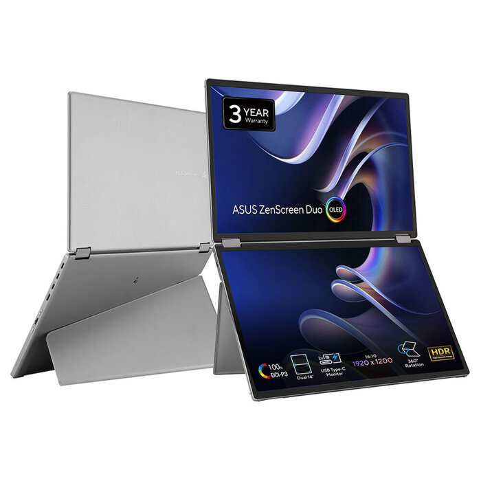 Asus ASUS ZenScreen Duo OLED MQ149CD computer monitor 35,6 cm (14") 1920 x 1200 Pixels WUXGA Zilver